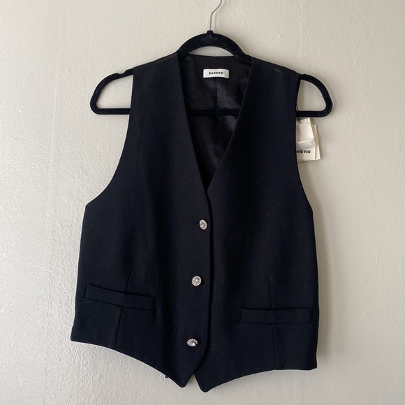 NWT SANDRO Mariel Vest with Rhinestone Buttons - Picture 4 of 7